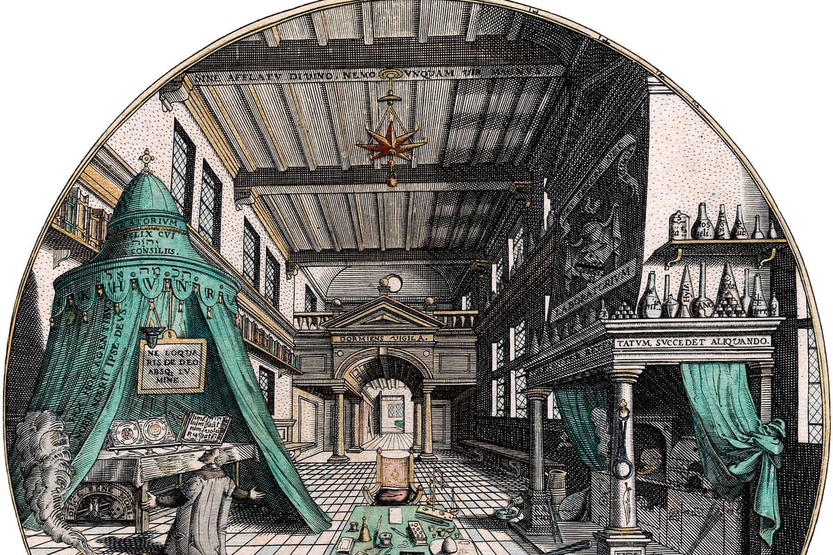 Historische Darstellung eines alchemistischen Labors